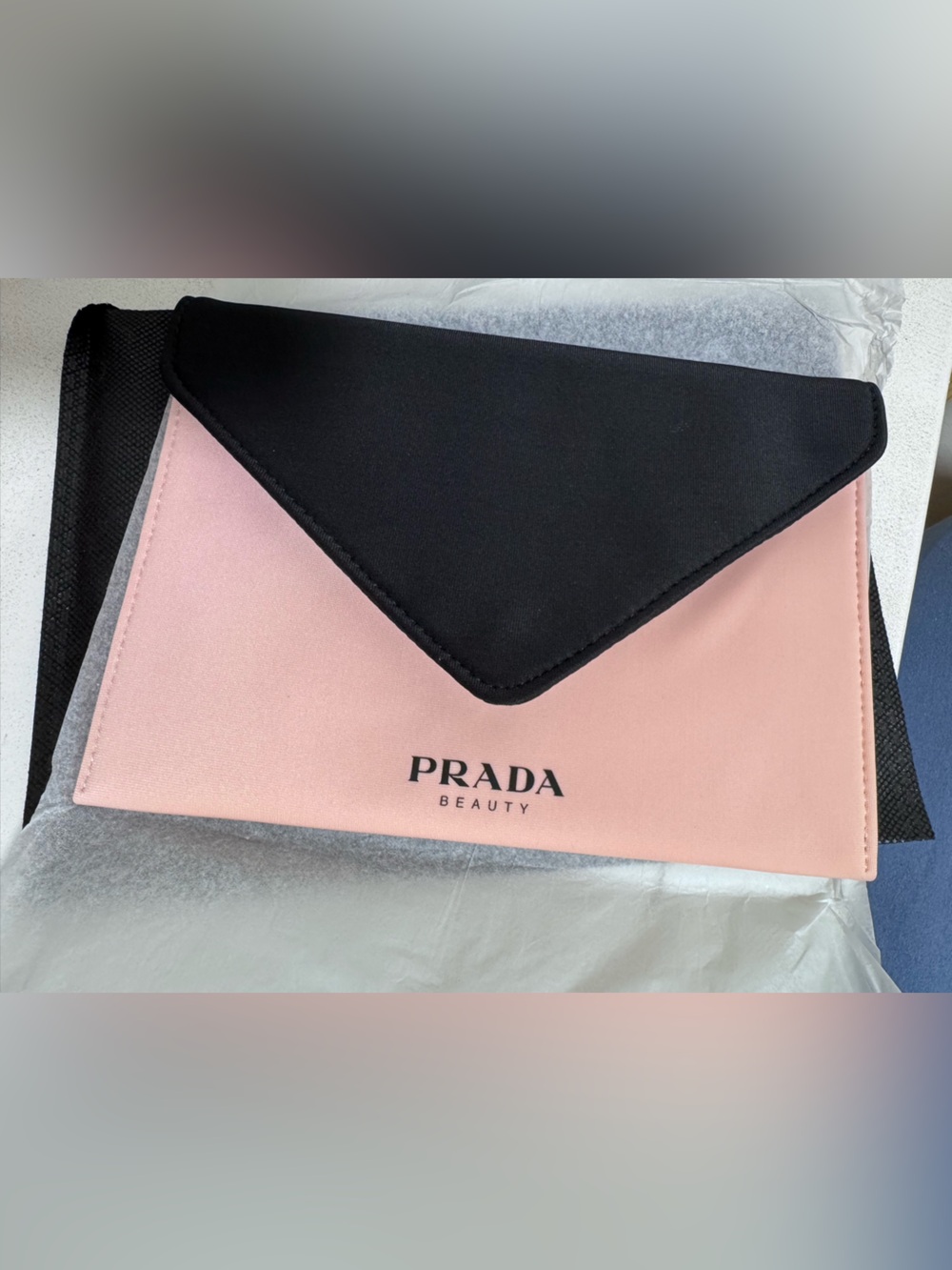 NWT Prada Beauty Paradoxe Hand Pouch Envelope Pink & Black Clutch